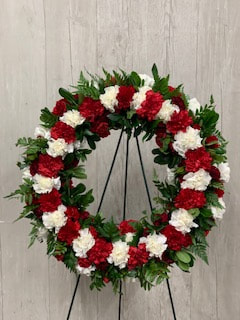 Red with White Flower Wreath